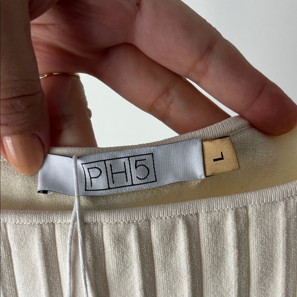 Rare‼️ PH5 SKYES UV REACTIVE Pleated Knit Cream Striped Dress L - Picture 3 of 11